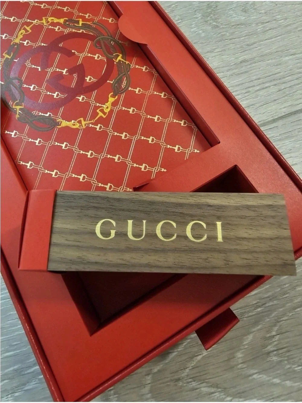 Gucci Red and Gold Luxury Home Office Stationery Box